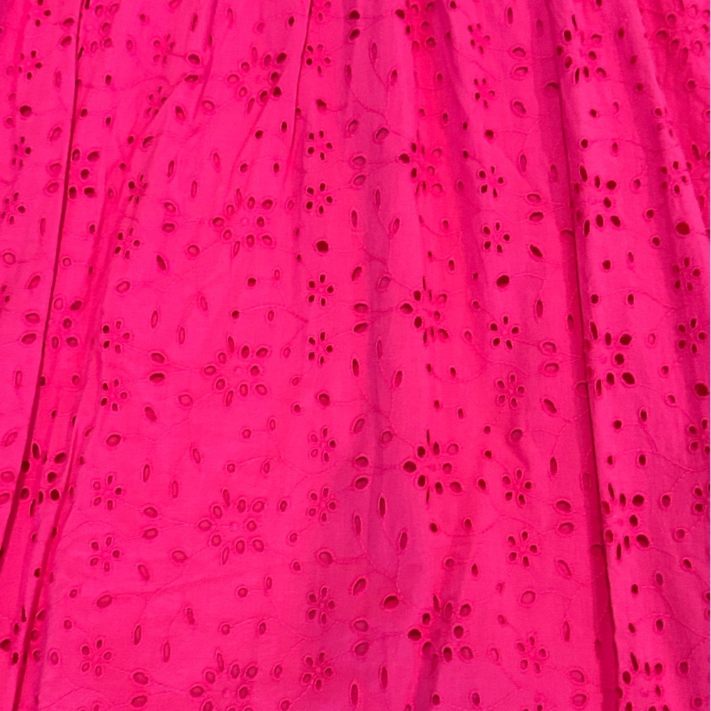 NWT! J. Crew Vibrant Pink Eyelet Puff-Sleeve Dress Size 10 Petite - Picture 6 of 12